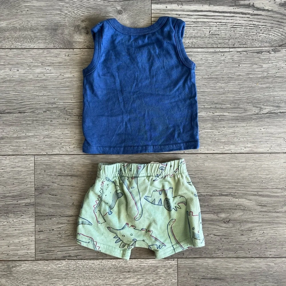 Carter’s Just One You Newborn Baby Boy Dinosaur Tank Top Shorts Outfit Blue - Picture 2 of 6